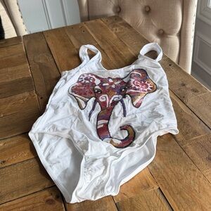 Stella Cove Little Girl's White Heart Tie-Dye One-Piece Swimsuit Size 14Y